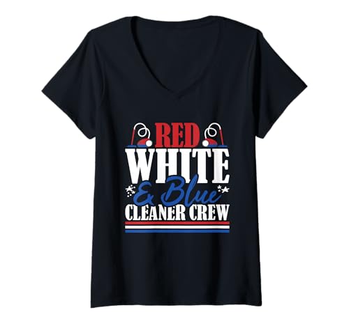 Damen Erfahrenes Reinigungspersonal mit US-Flagge in Rot, Weiß und Blau T-Shirt mit V-Ausschnitt Damen Erfahrenes Reinigungspersonal mit US-Flagge in Rot, Weiß und Blau T-Shirt mit V-Ausschnitt von Patriotic 4th Of July American Patriot USA Present
