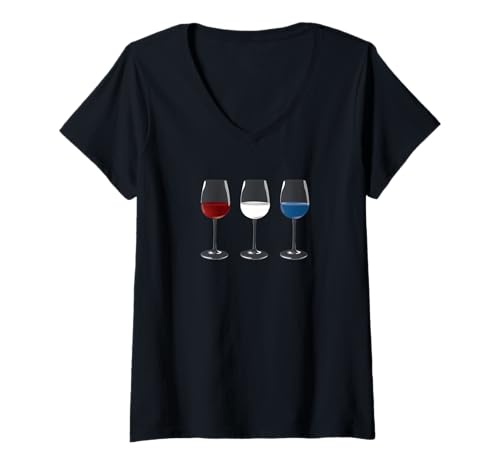 Damen Veteran US Flag Vine Glas Rot Weiß & Blau T-Shirt mit V-Ausschnitt Damen Veteran US Flag Vine Glas Rot Weiß & Blau T-Shirt mit V-Ausschnitt von Patriotic 4th Of July American Patriot USA Present