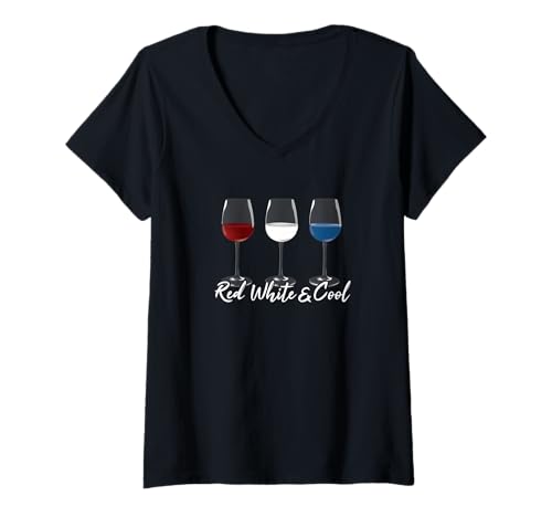Damen Veteran US Flag Vine Glas Rot Weiß & Cool T-Shirt mit V-Ausschnitt Damen Veteran US Flag Vine Glas Rot Weiß & Cool T-Shirt mit V-Ausschnitt von Patriotic 4th Of July American Patriot USA Present