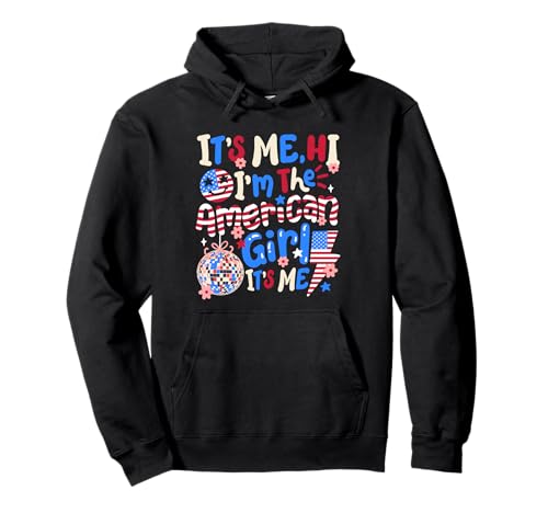 It's Me Hi I'm The American Girl Retro Groovy 4. Juli Pullover Hoodie It's Me Hi I'm The American Girl Retro Groovy 4. Juli Pullover Hoodie von Patriotic American 4th of July Apparel