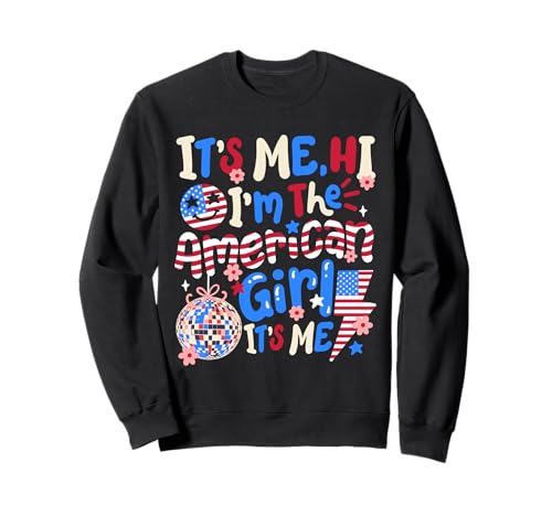 It's Me Hi I'm The American Girl Retro Groovy 4. Juli Sweatshirt von Patriotic American 4th of July Apparel