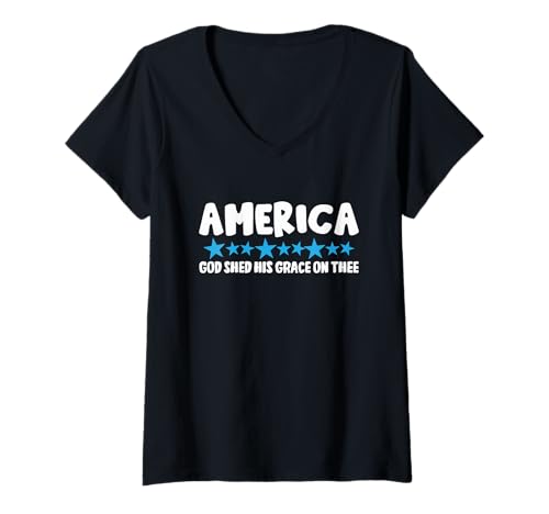 Damen Amerika Gott vergieß Seine Gnade auf Dich T-Shirt mit V-Ausschnitt Damen Amerika Gott vergieß Seine Gnade auf Dich T-Shirt mit V-Ausschnitt von Patriotic American Pride Spirit Freedom