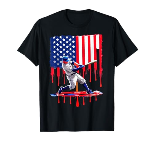 Baseball Drip American Flag Bat 4. Juli Patriotische Jungen T-Shirt Baseball Drip American Flag Bat 4. Juli Patriotische Jungen T-Shirt von Patriotic Baseball 4th Of July Tee Gifts