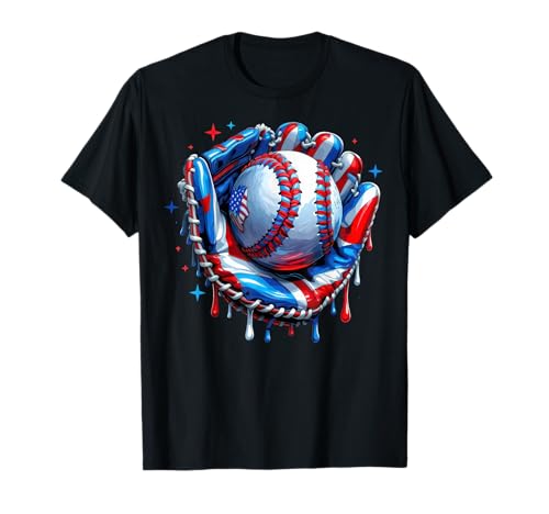 Baseballhandschuh Drip Boy Ice Cream Patriotische US-Flagge 4. Juli T-Shirt Baseballhandschuh Drip Boy Ice Cream Patriotische US-Flagge 4. Juli T-Shirt von Patriotic Baseball 4th Of July Tee Gifts