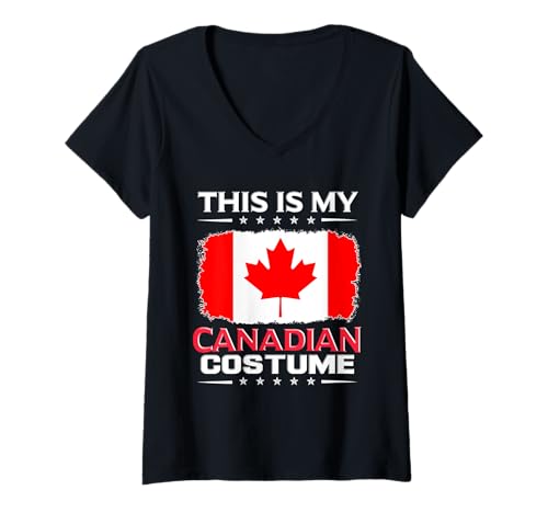 Damen Das ist Mein kanadisches Kostüm Kanada T-Shirt mit V-Ausschnitt Damen Das ist Mein kanadisches Kostüm Kanada T-Shirt mit V-Ausschnitt von Patriotic Canadian Proud Costumes