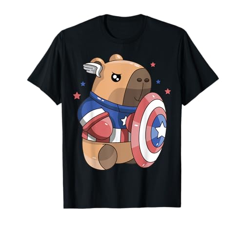 Capybara 4. Juli Shirt Jungen Amerikanische Flagge Junge Mädchen Kinder T-Shirt von Patriotic Capy Capivara Funny Rodent Gifts