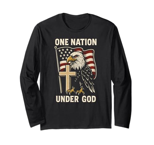 Patriotic One Nation Under God Vintage Herren Christian Faith Langarmshirt von Patriotic Christian Faith Apparel