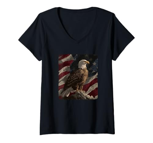 Damen Wings of Freedom treffen auf Rot, Weiß und Blau T-Shirt mit V-Ausschnitt Damen Wings of Freedom treffen auf Rot, Weiß und Blau T-Shirt mit V-Ausschnitt von Patriotic Eagle Outfit