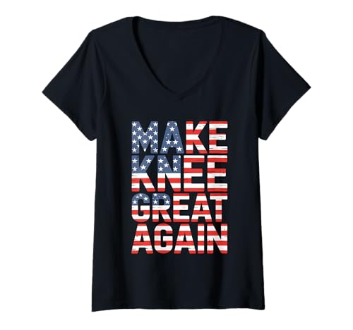 Damen Mach das Knie Wieder großartig Stars Stripes T-Shirt mit V-Ausschnitt von Patriotic Expression Bold Statement