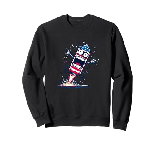 Party Feuerwerk Rakete mit lachendem Gesicht für Erwachsene und Kinder Sweatshirt von Patriotic Firework Outfit