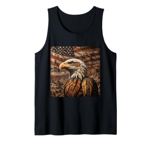 Patriotische Männer Frauen Grafik Weißkopfseeadler Vintage Amerikanische Flagge Tank Top von Patriotic Graphic Gifts