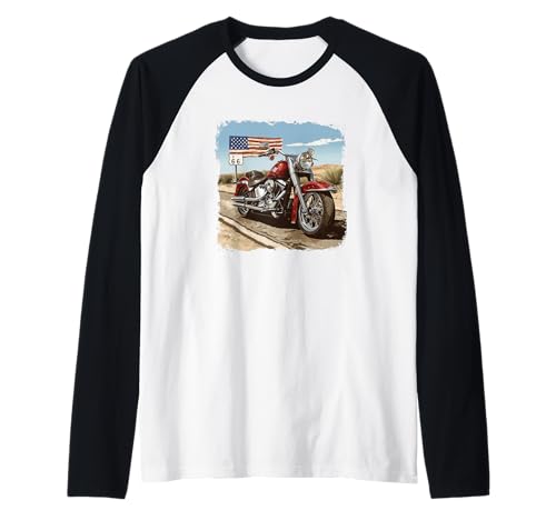 Coole USA-Reise mit Motorrad für Erwachsene und Kinder Raglan von Patriotic Highway Outfit