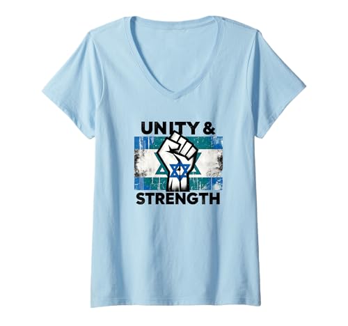 Damen Israel Patriotische Flagge Alterung T-Shirt mit V-Ausschnitt Damen Israel Patriotische Flagge Alterung T-Shirt mit V-Ausschnitt von Patriotic Israel Pride