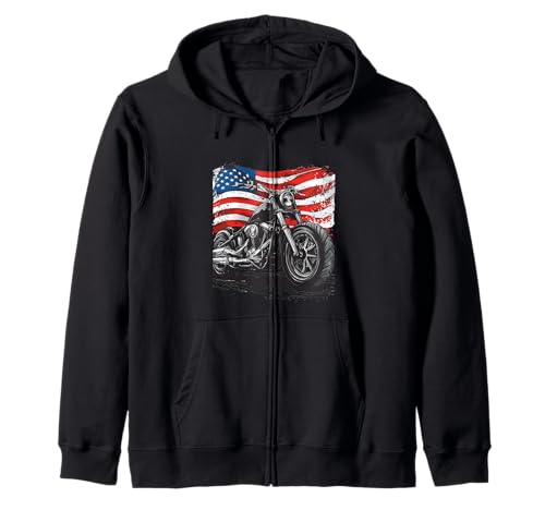 Patriotisches Motorrad mit USA-Look für Erwachsene und Kinder Kapuzenjacke von Patriotic Motorcycle Outfit