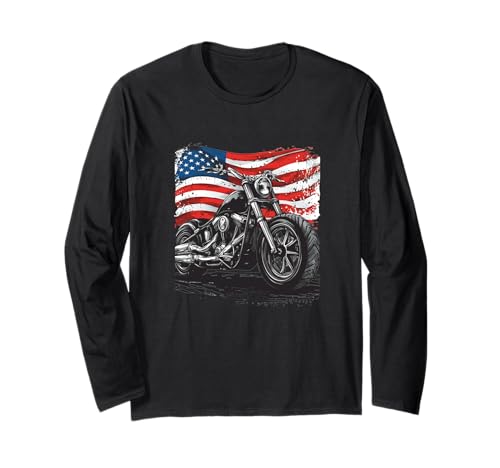Patriotisches Motorrad mit USA-Look für Erwachsene und Kinder Langarmshirt von Patriotic Motorcycle Outfit