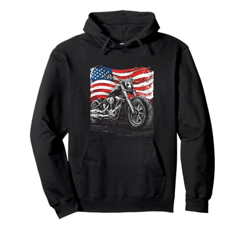 Patriotisches Motorrad mit USA-Look für Erwachsene und Kinder Pullover Hoodie von Patriotic Motorcycle Outfit