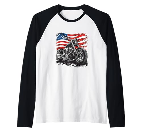 Patriotisches Motorrad mit USA-Look für Erwachsene und Kinder Raglan von Patriotic Motorcycle Outfit