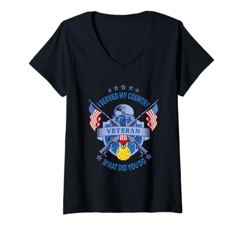 Damen I Veteran Served My Country What Did You Do Amerikanische Flagge T-Shirt mit V-Ausschnitt Damen I Veteran Served My Country What Did You Do Amerikanische Flagge T-Shirt mit V-Ausschnitt von Patriotic Proud Veterans Served USA Tee