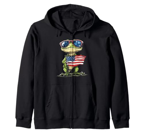 Schönes Reptilienkostüm mit Amerika-Flagge für Jungen und Mädchen Kapuzenjacke von Patriotic Reptile Outfit