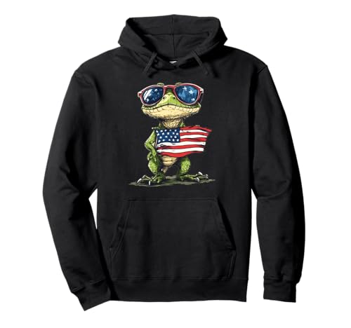 Schönes Reptilienkostüm mit Amerika-Flagge für Jungen und Mädchen Pullover Hoodie von Patriotic Reptile Outfit
