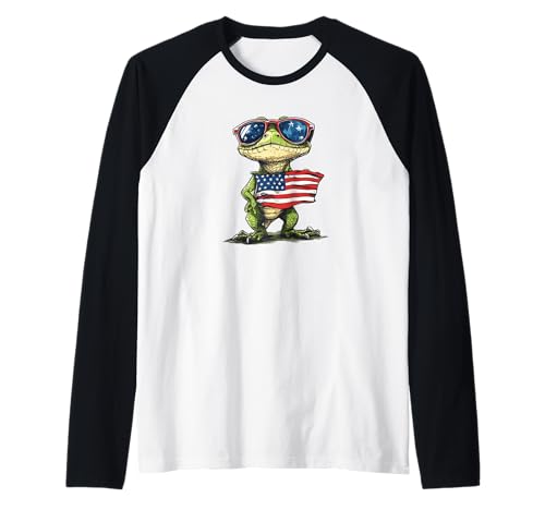 Schönes Reptilienkostüm mit Amerika-Flagge für Jungen und Mädchen Raglan Schönes Reptilienkostüm mit Amerika-Flagge für Jungen und Mädchen Raglan von Patriotic Reptile Outfit