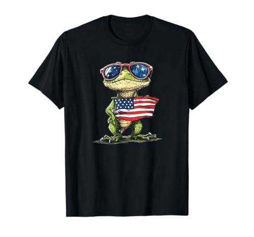 Schönes Reptilienkostüm mit Amerika-Flagge für Jungen und Mädchen T-Shirt von Patriotic Reptile Outfit