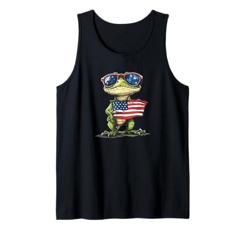 Schönes Reptilienkostüm mit Amerika-Flagge für Jungen und Mädchen Tank Top von Patriotic Reptile Outfit