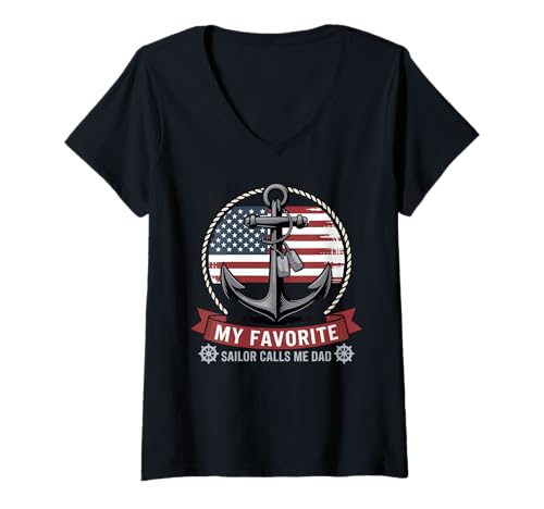 Damen Mein Lieblingssegler nennt Mich Papa T-Shirt mit V-Ausschnitt Damen Mein Lieblingssegler nennt Mich Papa T-Shirt mit V-Ausschnitt von Patriotic Sailor Family Pride Gear by NLTS