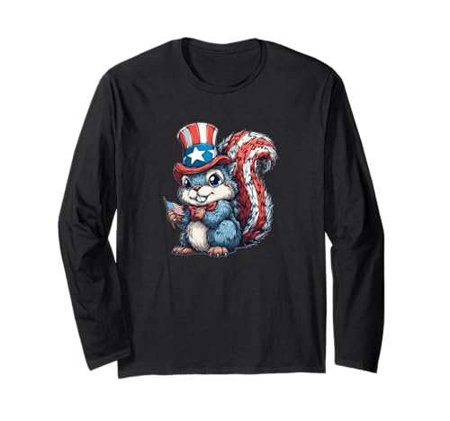 US America Eichhörnchen für Erwachsene und Kinder Langarmshirt von Patriotic Squirrel Outfit