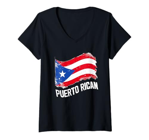 Damen Puerto Rican Flag Pride Heritage Culture T-Shirt mit V-Ausschnitt Damen Puerto Rican Flag Pride Heritage Culture T-Shirt mit V-Ausschnitt von Patriotic Style Culture Tee´s