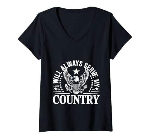 Damen Will Always Serve My Country Patriotische Loyalität - T-Shirt mit V-Ausschnitt Damen Will Always Serve My Country Patriotische Loyalität - T-Shirt mit V-Ausschnitt von Patriotische Service -Vibes