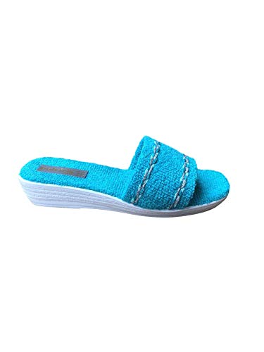 Patrizia Azzi Damen Hausschuhe Frottee Sommer Haus Meer Pool Spa aus Frottee 100% Art. 174, Aquamarin, 39 EU von Patrizia Azzi