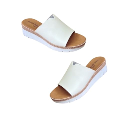 Patrizia Azzi Sommersandalen Keilabsatz, rutschfeste Sohle und Memory-Fußbett, breiter Slip-On-Bund, hergestellt in Italien, Weiß, 36 EU von Patrizia Azzi