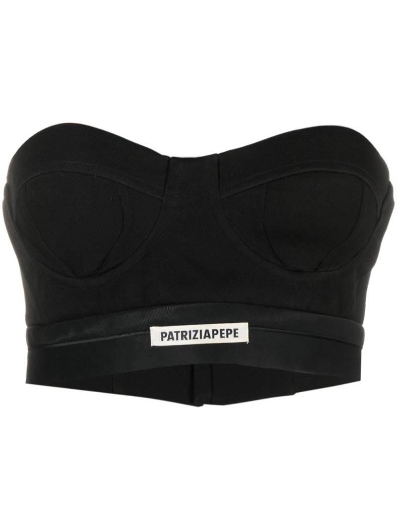 Patrizia Pepe Bustier-Top mit Logo-Patch - Schwarz von Patrizia Pepe