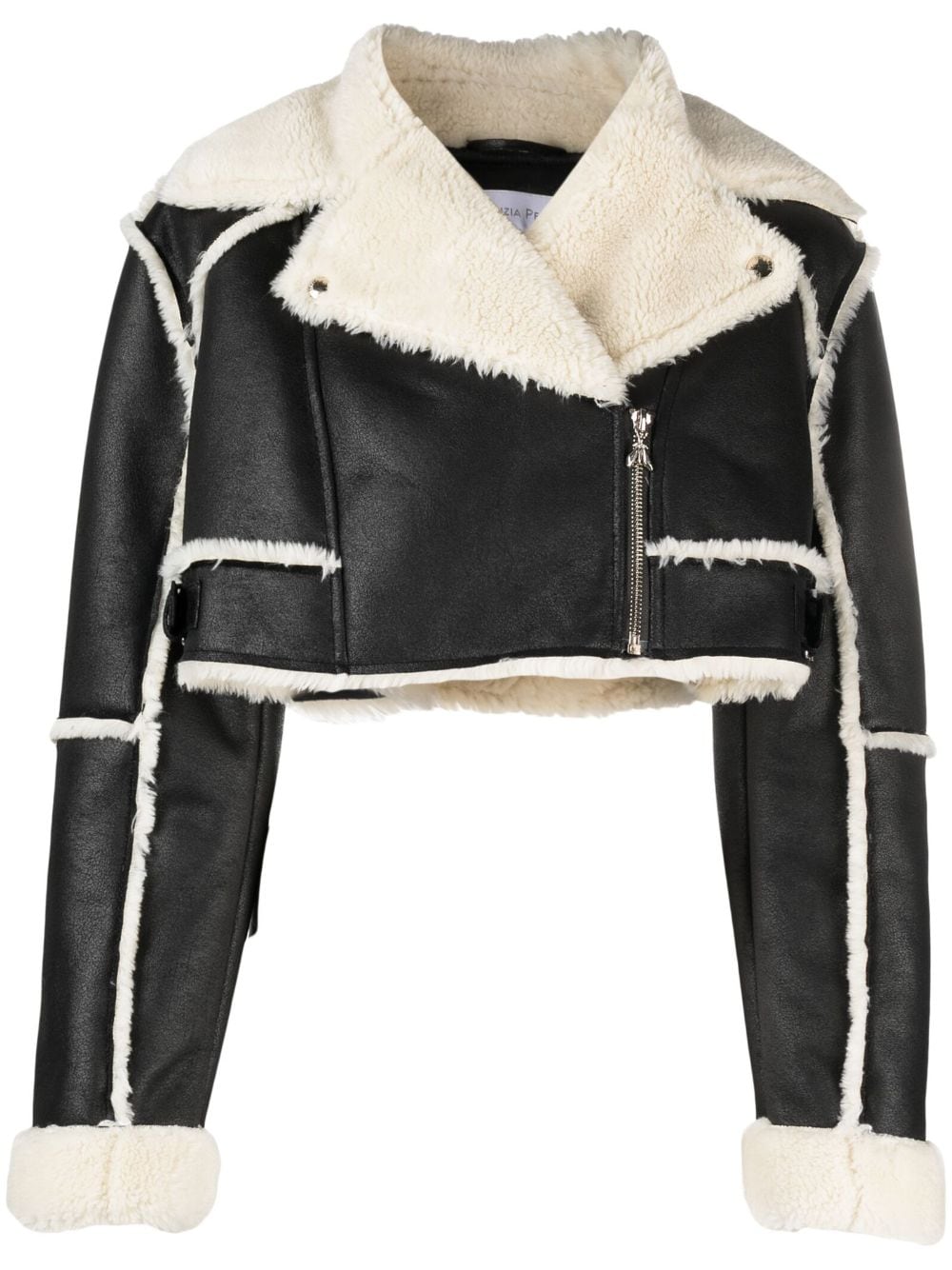 Patrizia Pepe Cropped-Jacke mit Shearling - Schwarz von Patrizia Pepe