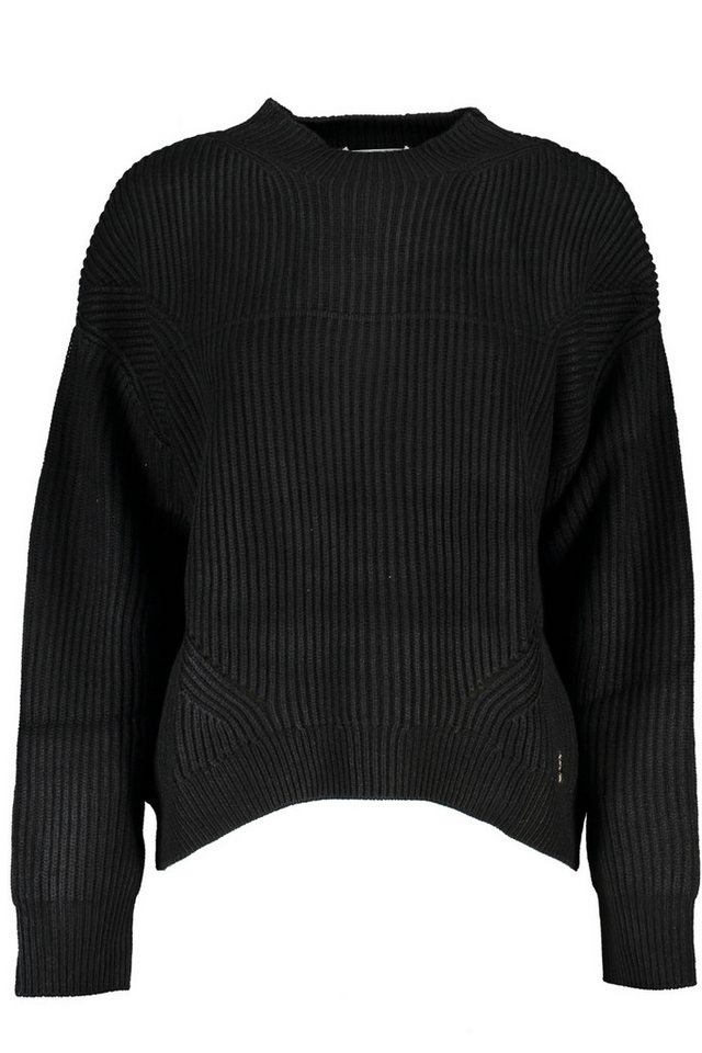 Patrizia Pepe Strickpullover Eleganter Damenpullover Schwarz mit Hohem Kragen und Kontrastdetails von Patrizia Pepe