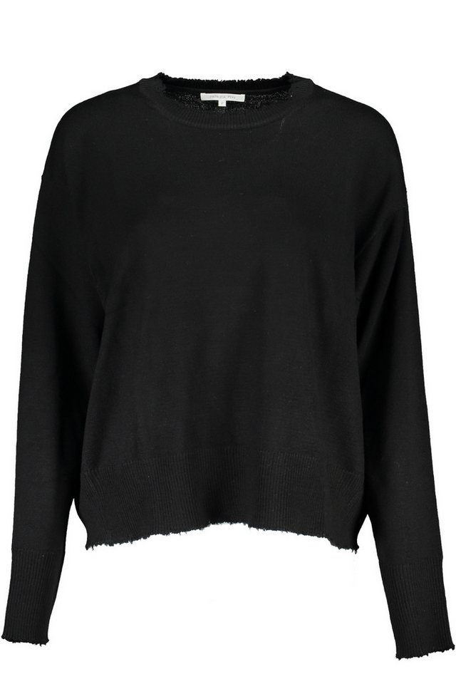 Patrizia Pepe Strickpullover Eleganter Damenpullover Schwarz mit Kontrastdetails & Rundhals von Patrizia Pepe