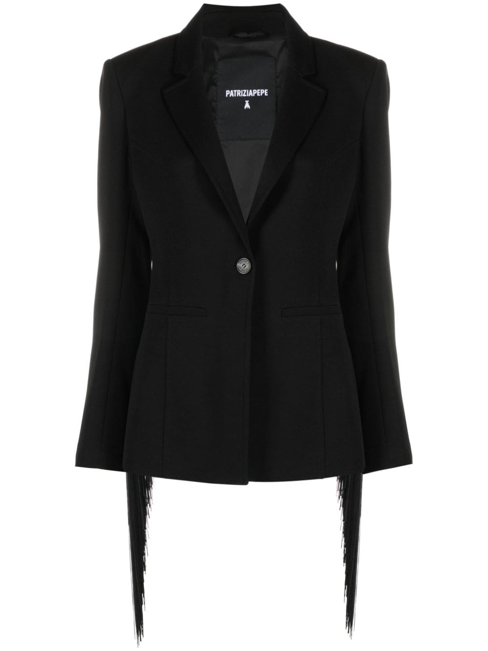 Patrizia Pepe Twill-Blazer mit Fransen - Schwarz von Patrizia Pepe