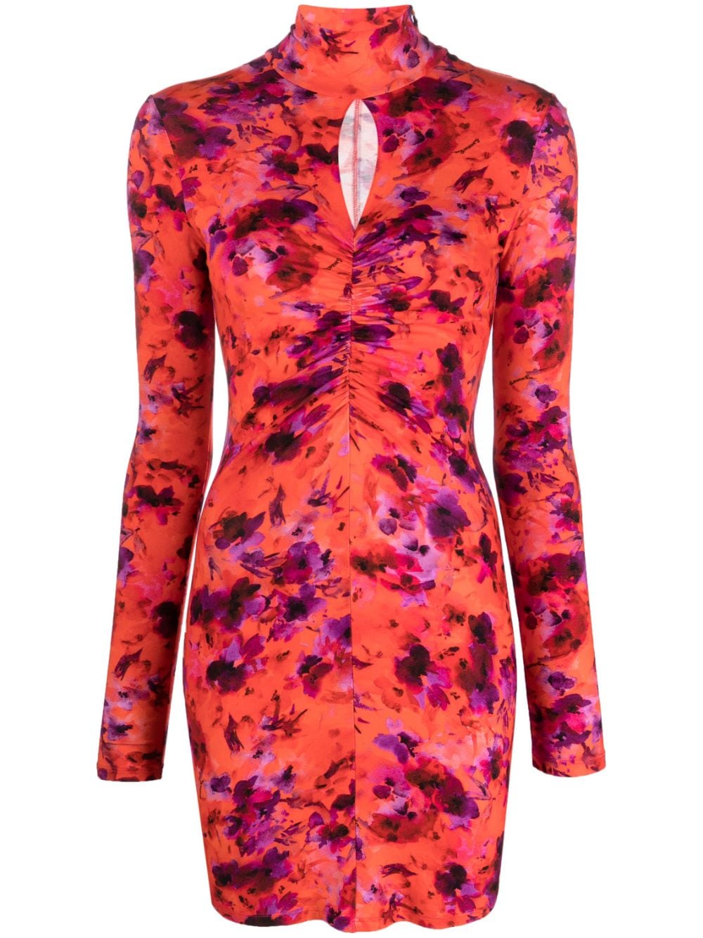 Patrizia Pepe Gerafftes Minikleid mit Blumen-Print - Orange von Patrizia Pepe