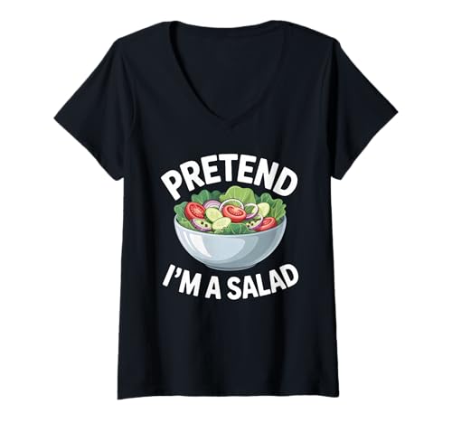Damen Pretend I'm a Salad Lazy Halloween-Kostüm T-Shirt mit V-Ausschnitt von Patry Salad Costume