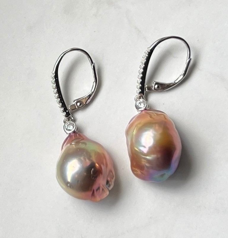 Ohrhänger Mit Traumhaften Echten Barockperlen, Ohrring Silber 925 von PatsPerlenstube
