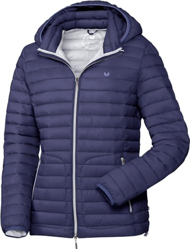 Patsy & Lou Damen Steppjacke, Ultra leichte Übergangsjacke mit Kapuze, taillierte Jacke für Damen in wunderschönen Pastellfarben, Marine, Gr. 42 von Patsy&Lou