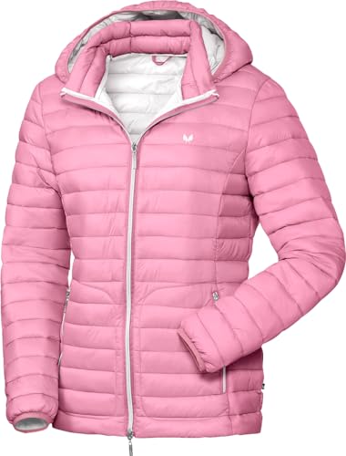 Patsy & Lou Damen Steppjacke, Ultra leichte Übergangsjacke mit Kapuze, taillierte Jacke für Damen in wunderschönen Pastellfarben, Rosa, Gr. 42 von Patsy&Lou