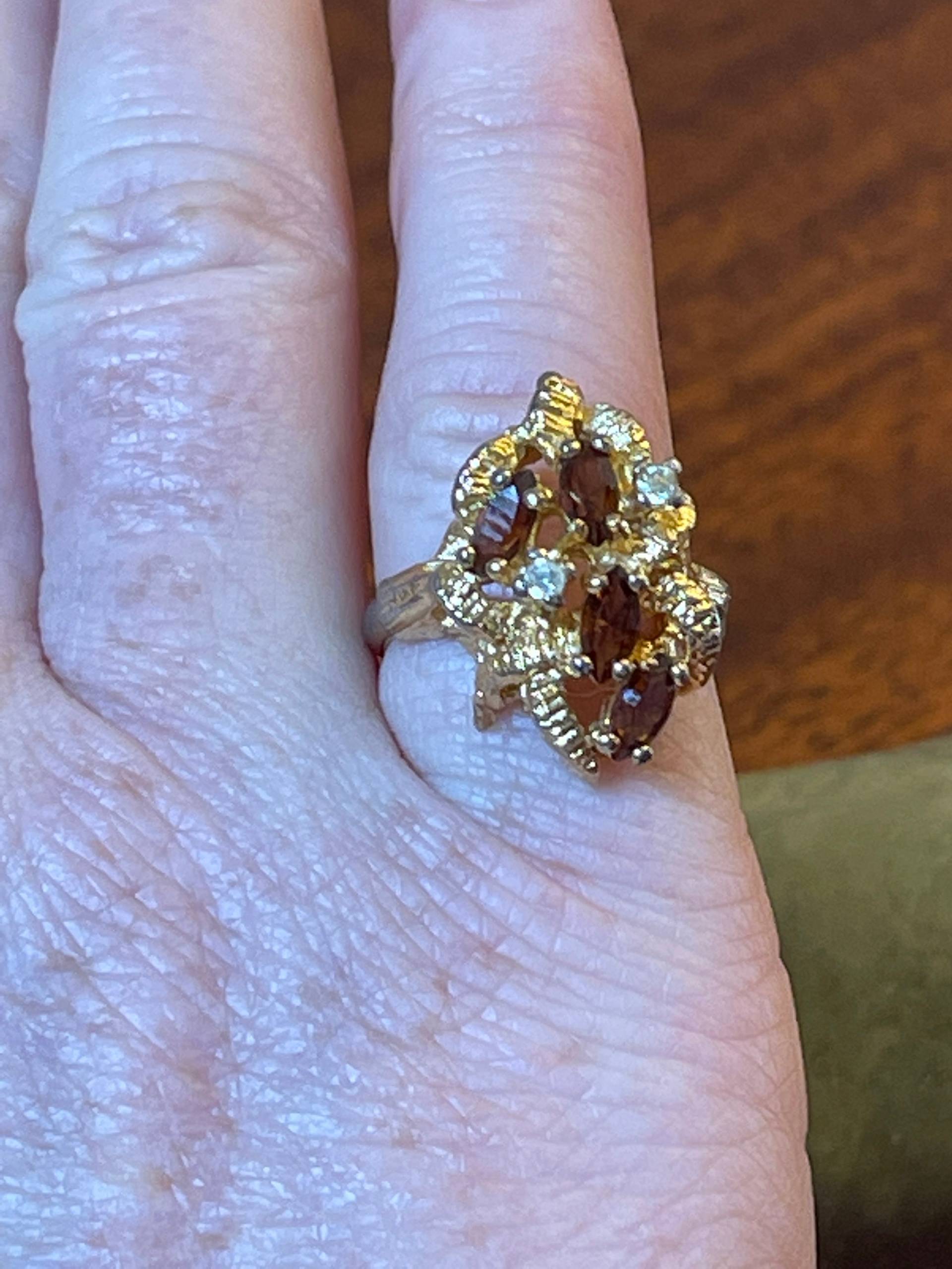 Mid-Century Citrin Und Diamant Größe 6 18K H.g.e Ring - Mod Mid-Century Citrin Und Diamant Größe 6 18K H.g.e Ring - Mod von Patterbee