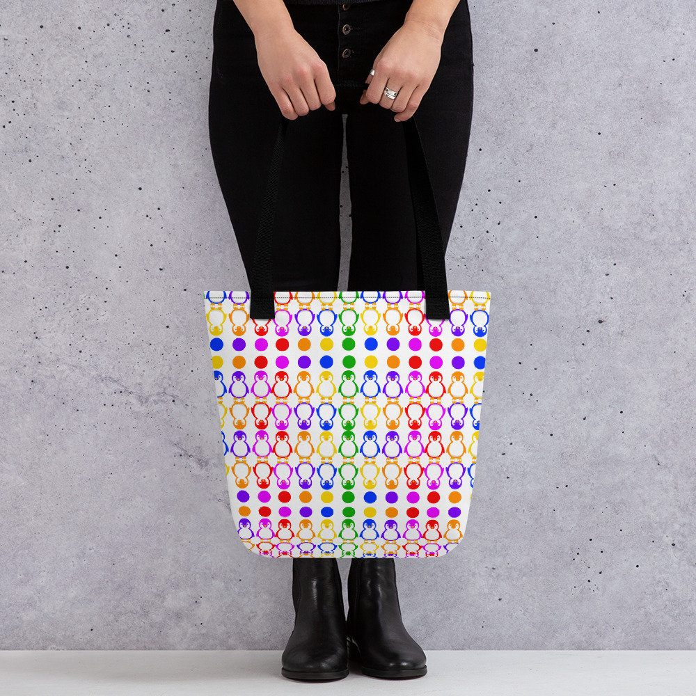 Pinguin Regenbogen Tragetasche Pinguin Regenbogen Tragetasche von PatternedPenguin