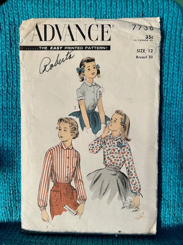 Advent 7738 Mädchen Bluse Durchgeknöpft 1950Er Jahre Advent 7738 Mädchen Bluse Durchgeknöpft 1950Er Jahre von Patternup