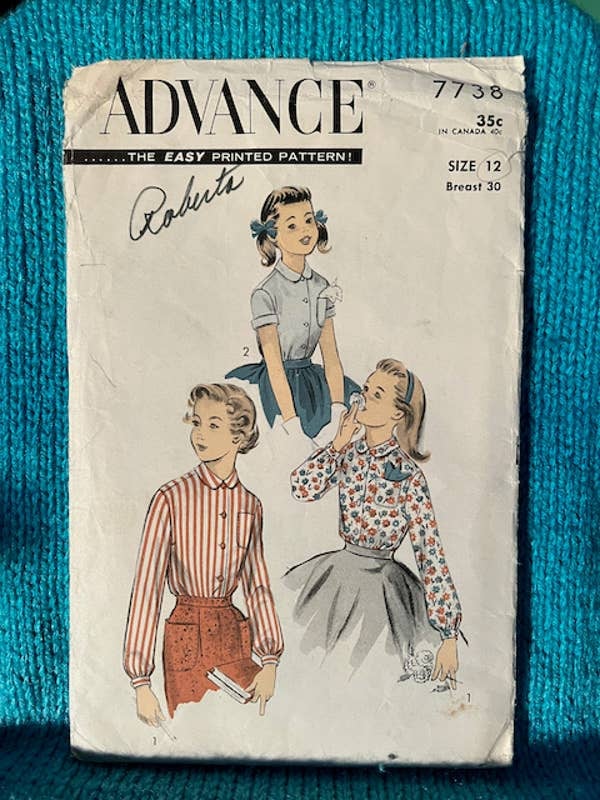 Advent 7738 Mädchen Bluse Durchgeknöpft 1950Er Jahre von Patternup