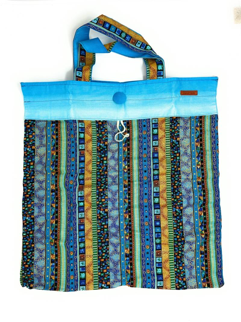 Einkaufs-Tasche Kompakt in Blauer Farbharmonie Ta-401 Von Pattipatch - Passt Jede Handtasche von PattiPatchStoffe