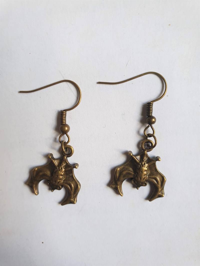 Ohrringe Fledermaus Klein Bronzefarben - Vitage-Style Steampunk Handarbeit von PattysKartenwelt