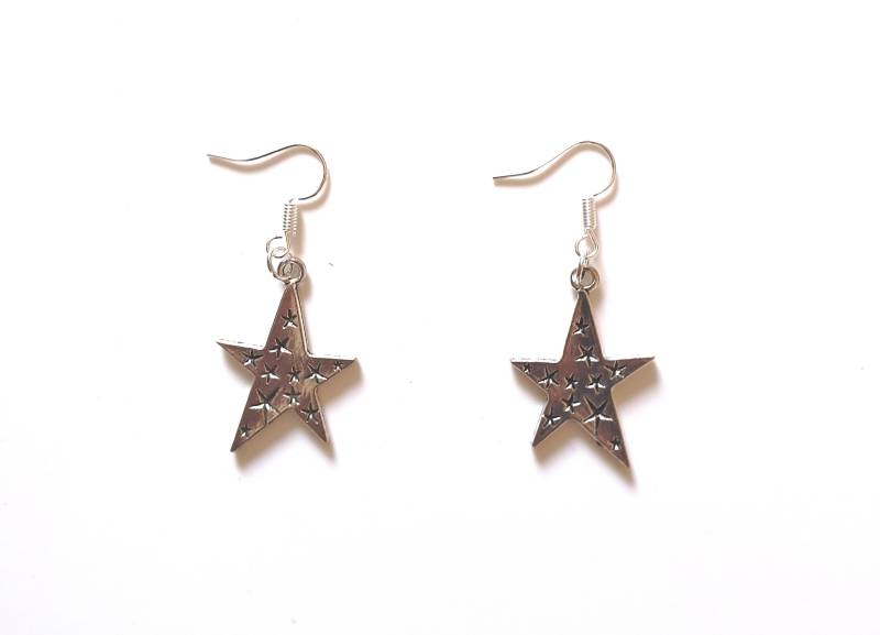 Ohrringe Ohrhänger Ohrhaken Star - Retro-Style 80Iger Jahre Handarbeit von PattysKartenwelt